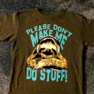 Please don’t make me do stuff boys size S tee shirt.
